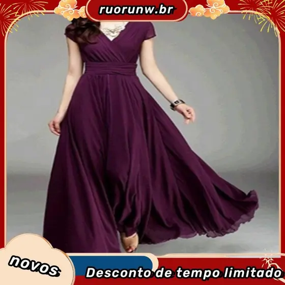 Vestido Boêmio Moda Feminina Longo Decote V Maxi De Festa Sem Mangas Plus Size1
