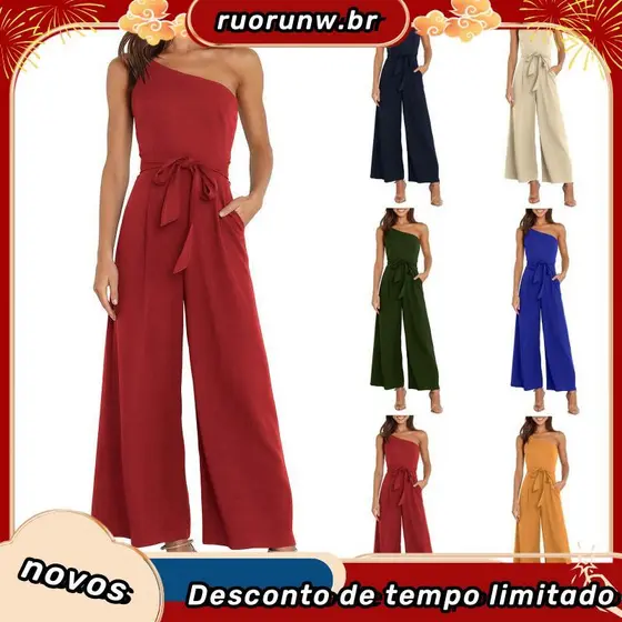 Macacão Feminino com Gola cruzada e Cinto – Elegante e Sofisticado para Qualquer Ocasião