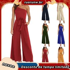 Macacão Feminino com Gola cruzada e Cinto – Elegante e Sofisticado para Qualquer Ocasião