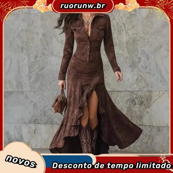 2026 outono inverno venda quente Cross-border fino ajuste zíper gola alta divisão vestido longo 897