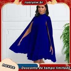 D400 comércio exterior roupas femininas 2023 novo temperamento moda chiffon capa manga morcego plus size vestido transf