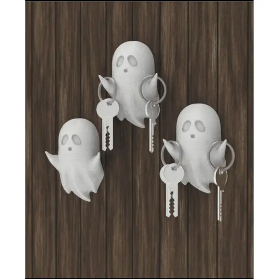 Kit com 03 Porta-Chaves Fantasma 3D Decorativo - Suporte para Chaves - Decoração Criativa - Presente 5x7x2 cm -Halloween