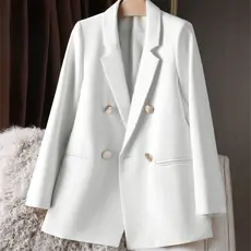 Jaqueta de Fato Branco Novo Estilo Fato de Primavera Pequeno Temperamento de Outono Roupa Casual Coreana para Mulheres