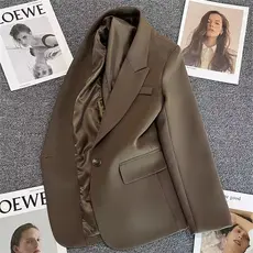 Casual Suit Coffee Coffee Coffee Cor Jaqueta All-Match Slimmer Look Student Versão coreana Fato Pequeno