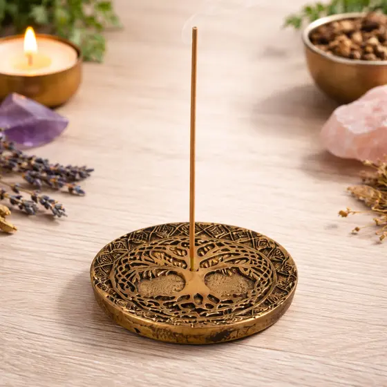 Incensário Árvore da Vida Pratinho Porta Incenso Vareta Decorativo para Aromaterapia Zen