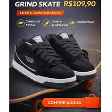 Tênis New Fly Grind Modelo Skatista Unissex em Camurça e Solado Emborrachado