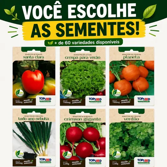 Kit de Sementes VOCÊ ESCOLHE! – Hortaliças, Legumes e Temperos