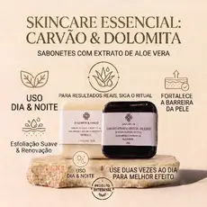 Kit Sabonete Facial Carvão Vegetal Anti-oleosidade + Dolomita Efeito Porcelana Artesanal