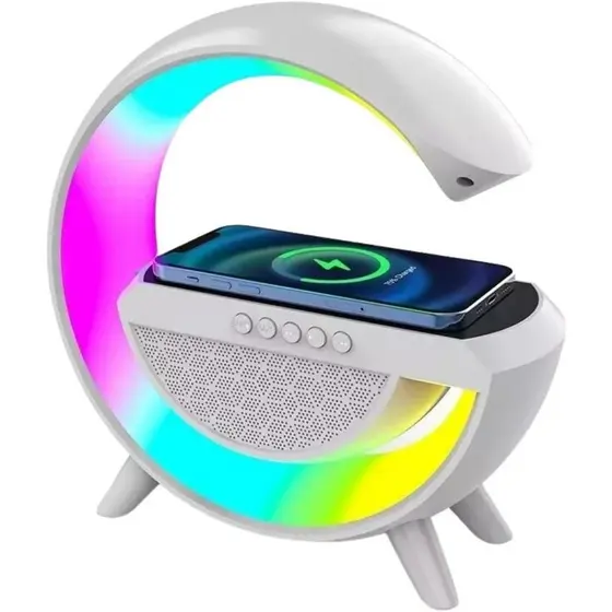 Caixa De Som Carregador E Luminária G Speaker Smart Station Cor Branco 127/220V