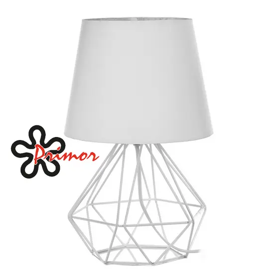 Abajur De Quarto Diamante Aramado Branco com Cúpula Luminária Sala Quarto Decorativa