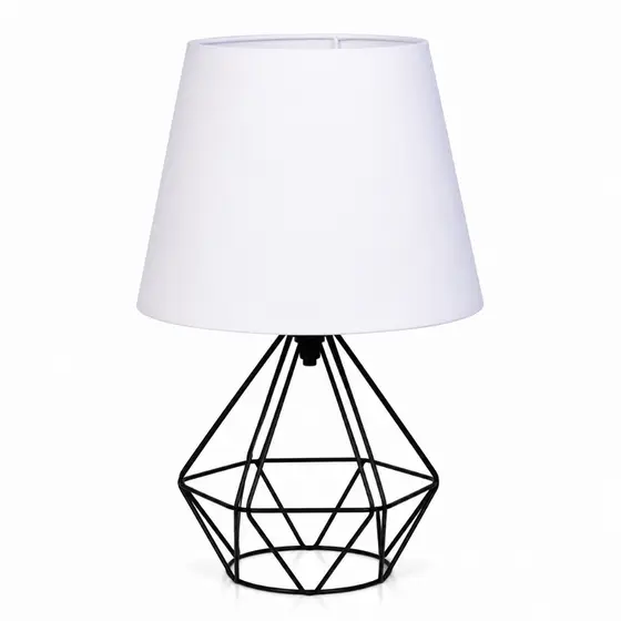 Abajur de Quarto Diamante Aramado com Cúpula TNT Branco Sala Quarto Luminária Decorativa