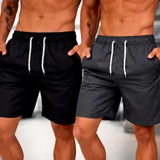 Kit 2 Bermuda Tactel Shorts Masculino Plus Size Básico Liso Academia Cordão Praia Mauricinho P XG