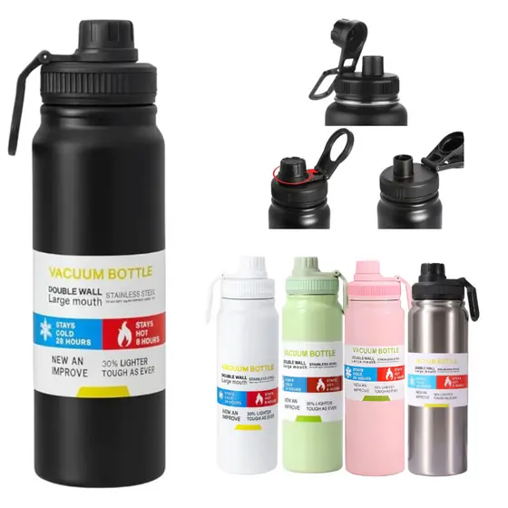 Garrafa Squeeze Térmica 800ml 1000ml Aço Inox 304 Água Gelada Academia Escola Trabalho Coador de Chá