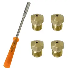 Kit 4 Bicos Injetor Para Gás Natural GN ou Gás GLP Botijão Conversão Cooktop Fogão Com Chave Canhão