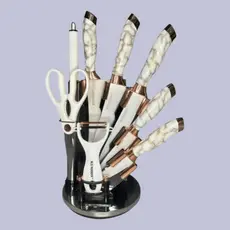 Jogo de Facas Inox Luxo com Suporte Giratório - 9 Peças