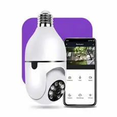 Camera Segurança Wifi Lampada Bocal E27 360° Full HD com Áudio Visão Noturna Câmera de Segurança