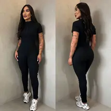 macacão manga curta macacão feminino macacão Virgínia macacão anarruga