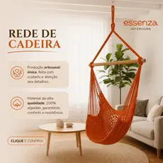 Rede Cadeira Suspensa de Teto Trançada Reforçada 100% Algodão Balanço Descanso Várias Cores Artesanal