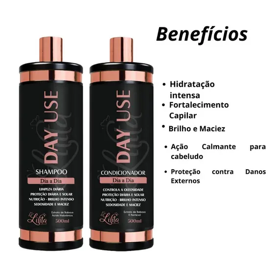Kit Profissional Shampoo e Condicionador 500 ml Day Use Controle de Oleosidade e nutrição diária
