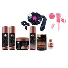 Kit Ativador de Cachos + Touca Difusora + Escova Polvo Formado e Definição  de Cachos