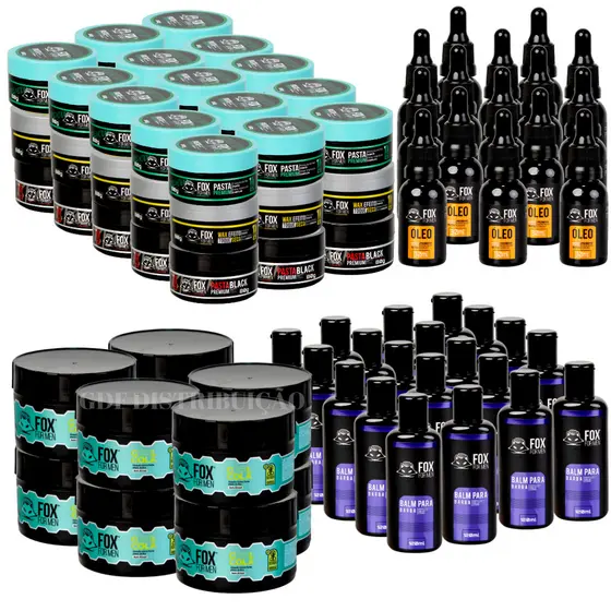 Kit Completo Barba e Cabelo Balm Gel Óleo e Pasta Modeladora