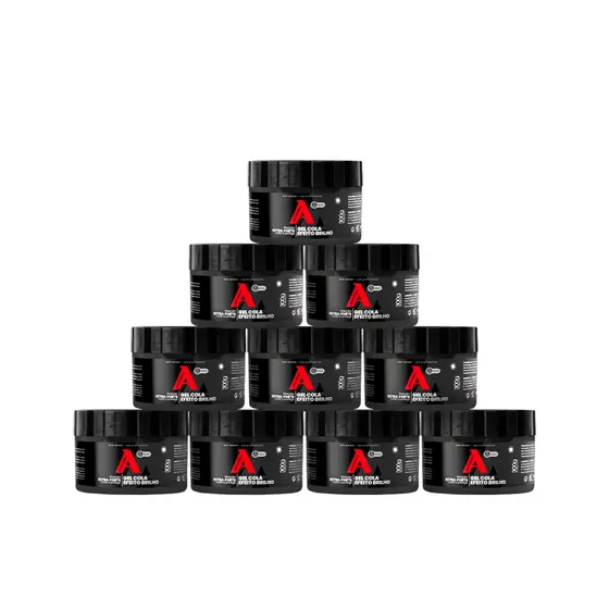 Kit 10 Un Gel Cola Efeito Brilho 300Gr - Alfa Look'S