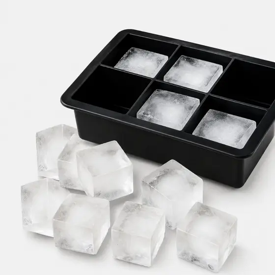 Forma de Gelo e Bolo Silicone 6 Cubos Grandes Flexível Forno Freezer Sobremesa Drinks Cozinha