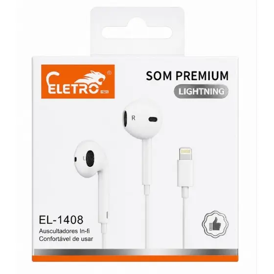 Fone Lightning Premium Para iPhone Som Estéreo Com Microfone