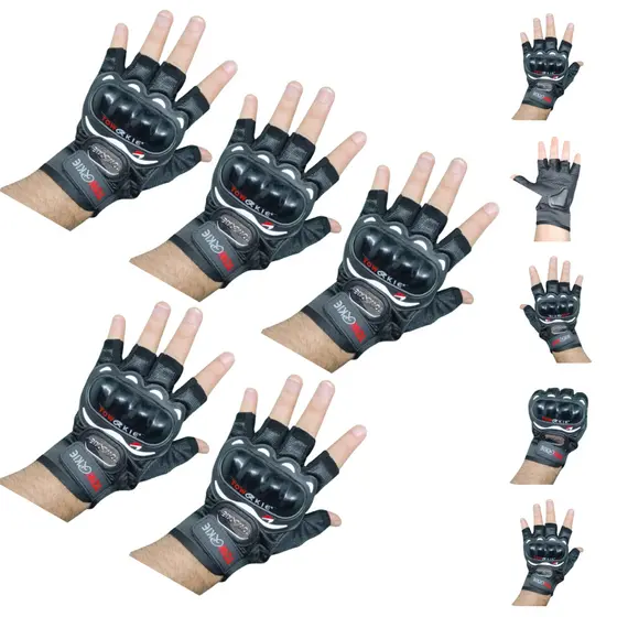 Kit 5 Luvas Esportivas Meio Dedo Para Bike Moto Trilha Aventura Uso Diário ou Reposição