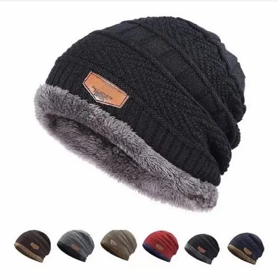 Touca Masculina E Feminina Gorro De Lã Forrada Com Pelinhos