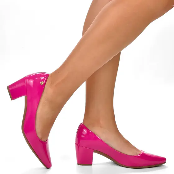 Sapato Scarpin Confort Salto Baixo Grosso Ref 1900