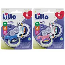 Kit Com 2 Chupetas Dia e Noite Tam.2 +6m Lillo