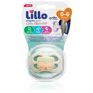 Chupeta Little Friend Glow  Simétrica Silicone Tam.1 0-6 Meses Lillo