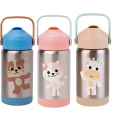 Copo Térmico Parede Dupla C/ Canudo De Silicone 360ml +3 Anos Da Buba