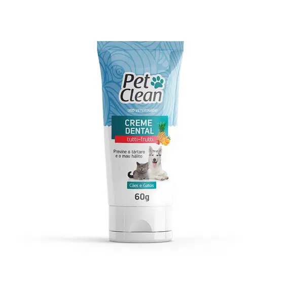 Creme Dental Pet Clean Sabor Tutti-Frutti para Cães e Gatos 60g