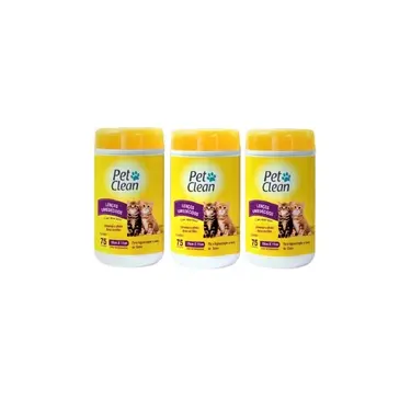 Kit Lenço Umidecido Para Gatos 75 Unidades