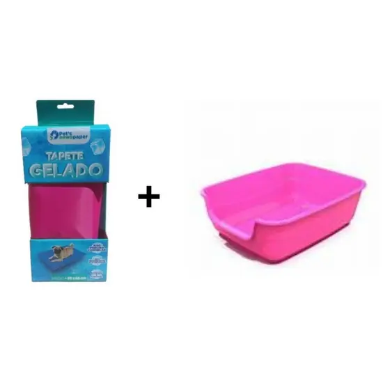 Kit bandeja casinha Jumbox + Tapete gelado (M) para cães e gatos.