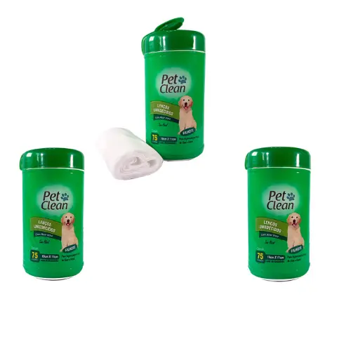 Kit Pet Clean para Cães e Gatos: 3 Lenços Umedecidos Especiais para Filhotes