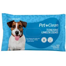 Toalhas Umedecidas Para Cães E Gato 50 Unidades Pet Clean