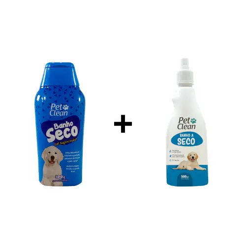 Kit Pet Clean - Inclui 1 Banho a Seco em Gel e 1 em Spray para Deixar Seu Cão ou Gato Sempre Limpo e Perfumado