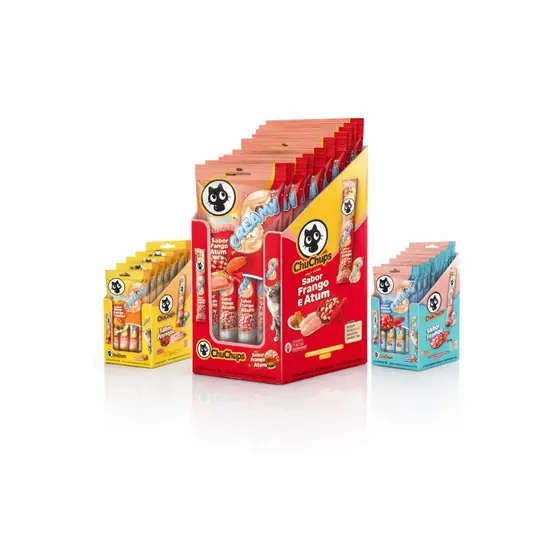 CHUCHUPS PATÊ CREAM SUPLEMENTO PARA GATOS 24 UNID COM 4 SABORES