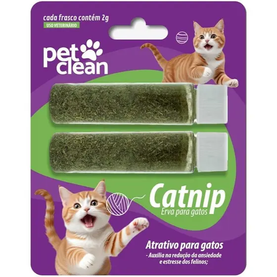 Catnip Erva para Gatos, 2 Frascos de 2g, Atrativo para Redução de Ansiedade e Estresse