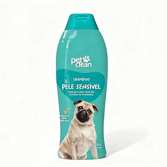 Pet Clean Shampoo para Pele Sensível, Fórmula Suave para Cães e Gatos, 700ml