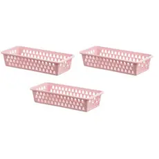 Kit 3 Cesto Organizador Multiuso Gaveta Retangular Grande Armario Prateleira