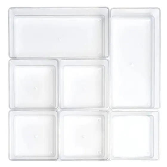 Kit 7 Organizador Acrílico Modular Geladeira Gavetas Maquiagem Cristal