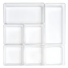 Kit 7 Organizador Acrílico Modular Geladeira Gavetas Maquiagem Cristal