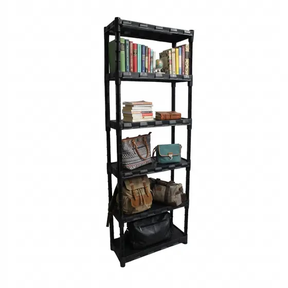 Estante Modular desmotavel Preta 6 Prateleiras Plástico Multiuso Preto Pratica