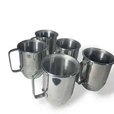 kit 5 caneca de alumínio polida 600 ml