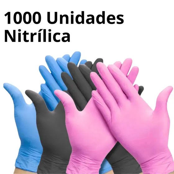 Kit 1000 Luvas Nitrílicas Descartável Sem Pó Tam. PP, P, M, G -10x100