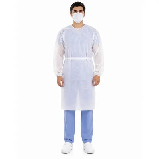 Kit 30 Avental Descartável Branco Manga Longa TNT G20